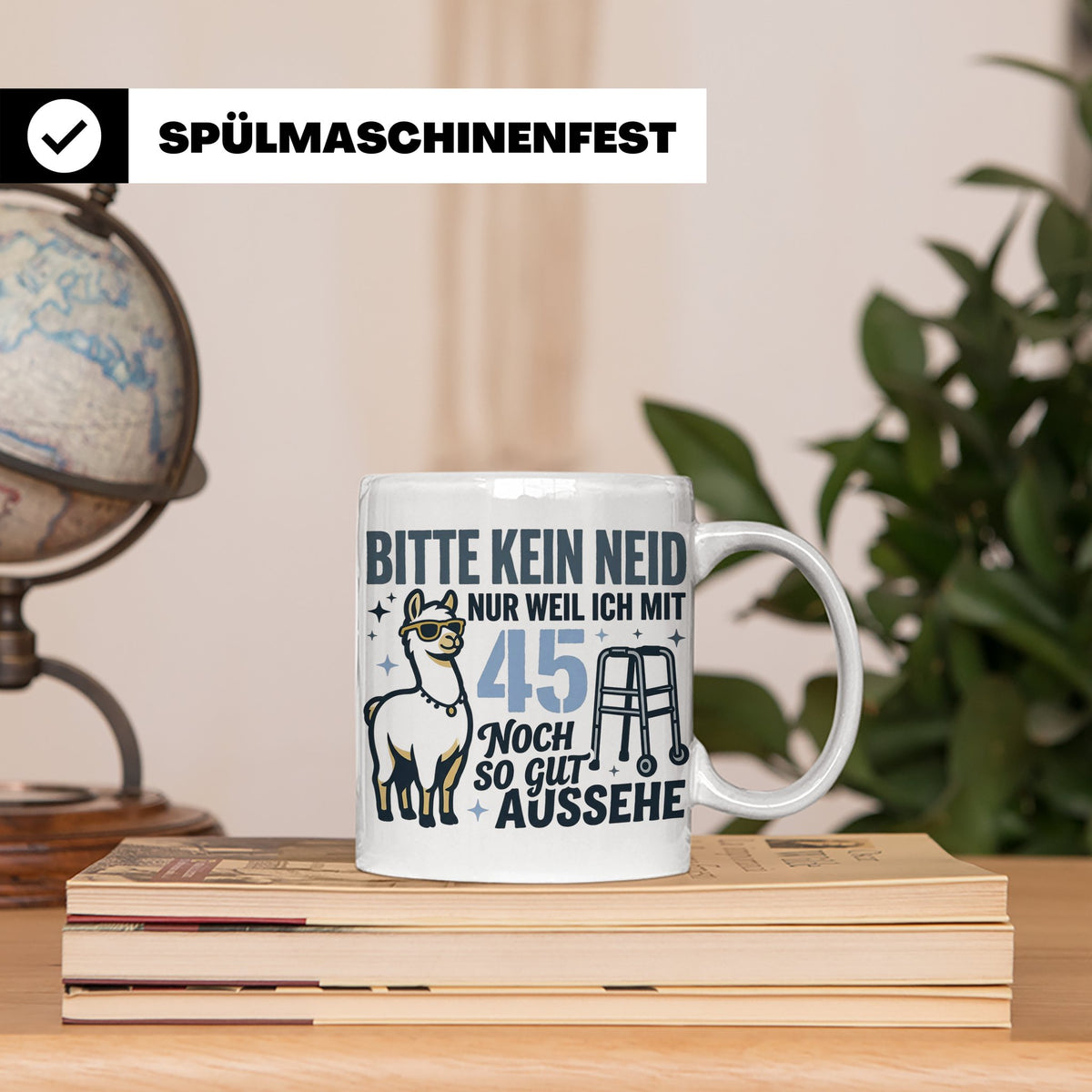 Tasse 45. Geburtstag Mann Frau Geschenk Lustig | Spruch Bitt – Weiß [farbe:weiß]