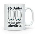 45. Geburtstag Tasse Hängebusen Abwärts Lustiges Geschenk fü – Weiß [farbe:weiß]