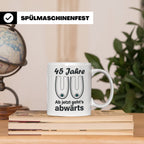 45. Geburtstag Tasse Hängebusen Abwärts Lustiges Geschenk fü – Weiß [farbe:weiß]