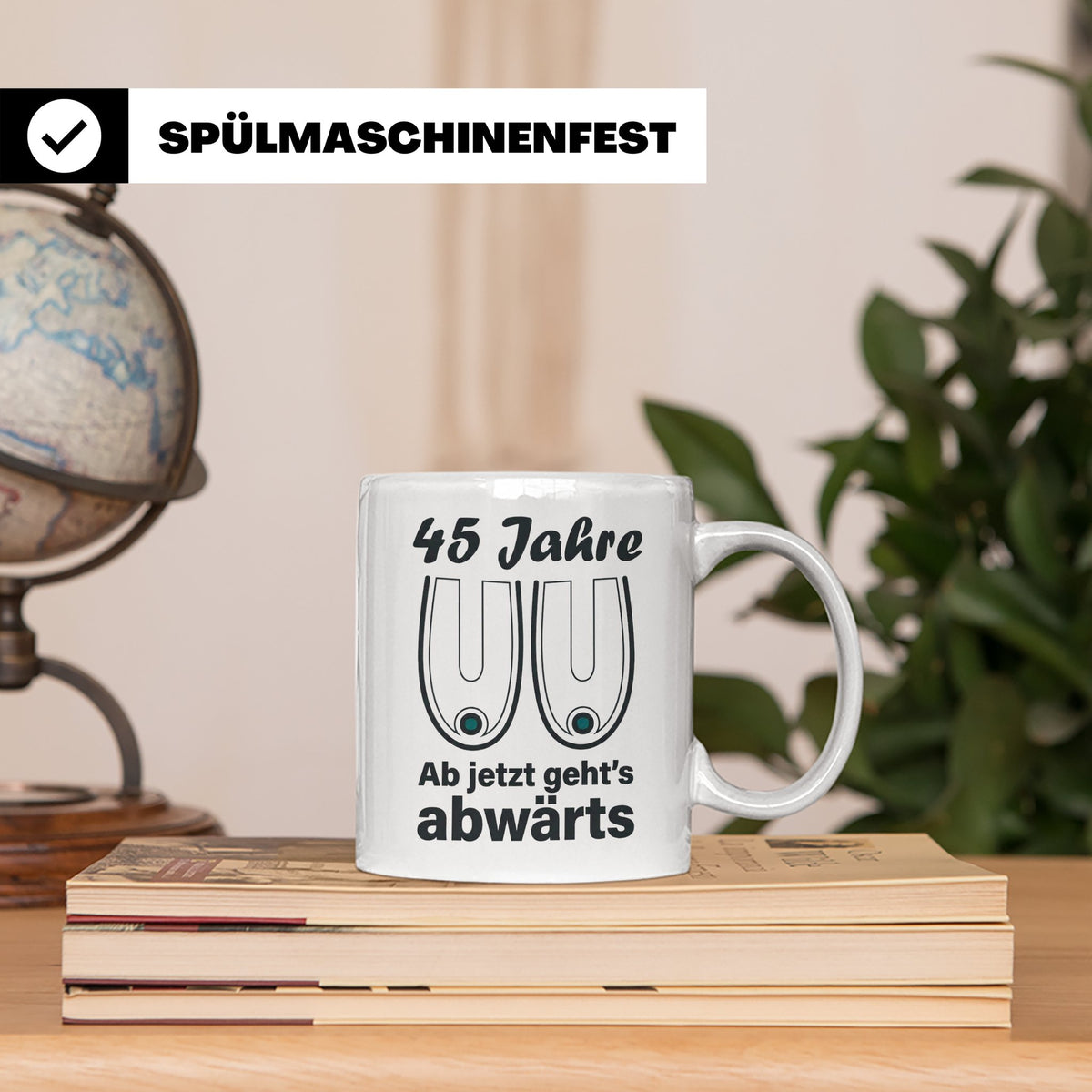 45. Geburtstag Tasse Hängebusen Abwärts Lustiges Geschenk fü – Weiß [farbe:weiß]