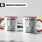 45. Geburtstag Tasse Hängebusen Abwärts Lustiges Geschenk fü – Rot [farbe:rot]