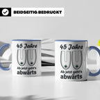 45. Geburtstag Tasse Hängebusen Abwärts Lustiges Geschenk fü – Blau [farbe:blau]