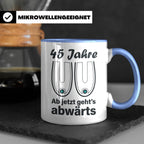 45. Geburtstag Tasse Hängebusen Abwärts Lustiges Geschenk fü – Blau [farbe:blau]