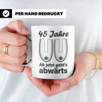 45. Geburtstag Tasse Hängebusen Abwärts Lustiges Geschenk fü – Weiß [farbe:weiß]
