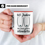 45. Geburtstag Tasse Hängebusen Abwärts Lustiges Geschenk fü – Rot [farbe:rot]