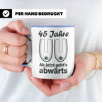 45. Geburtstag Tasse Hängebusen Abwärts Lustiges Geschenk fü – Blau [farbe:blau]