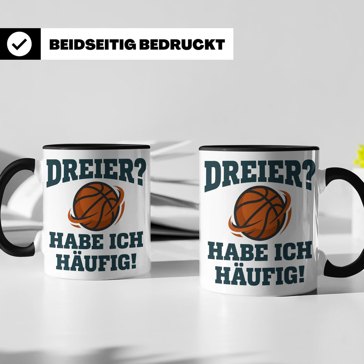 Basketball Tasse Dreier Habe ich häufig, lustiger Spruch für – Schwarz [farbe:schwarz]