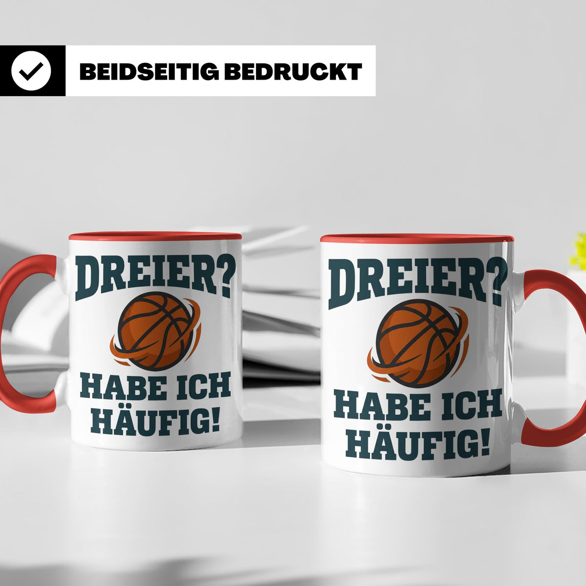 Basketball Tasse Dreier Habe ich häufig, lustiger Spruch für – Rot [farbe:rot]