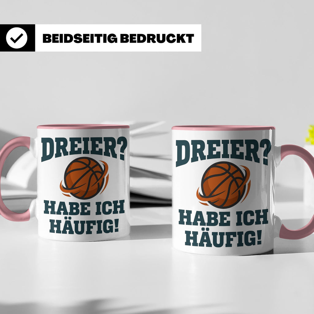 Basketball Tasse Dreier Habe ich häufig, lustiger Spruch für – Rosa [farbe:rosa]