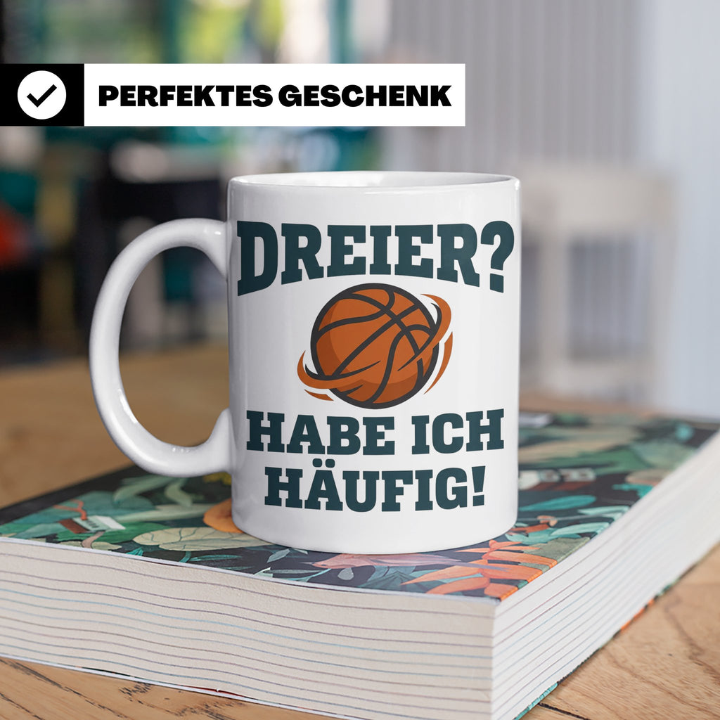 Basketball Tasse Dreier Habe ich häufig, lustiger Spruch für – Weiß [farbe:weiß]