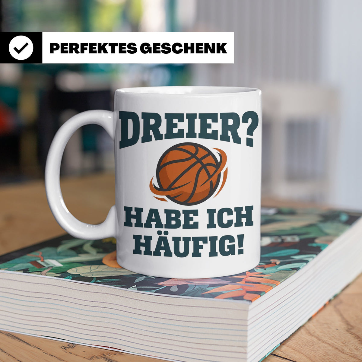 Basketball Tasse Dreier Habe ich häufig, lustiger Spruch für – Weiß [farbe:weiß]