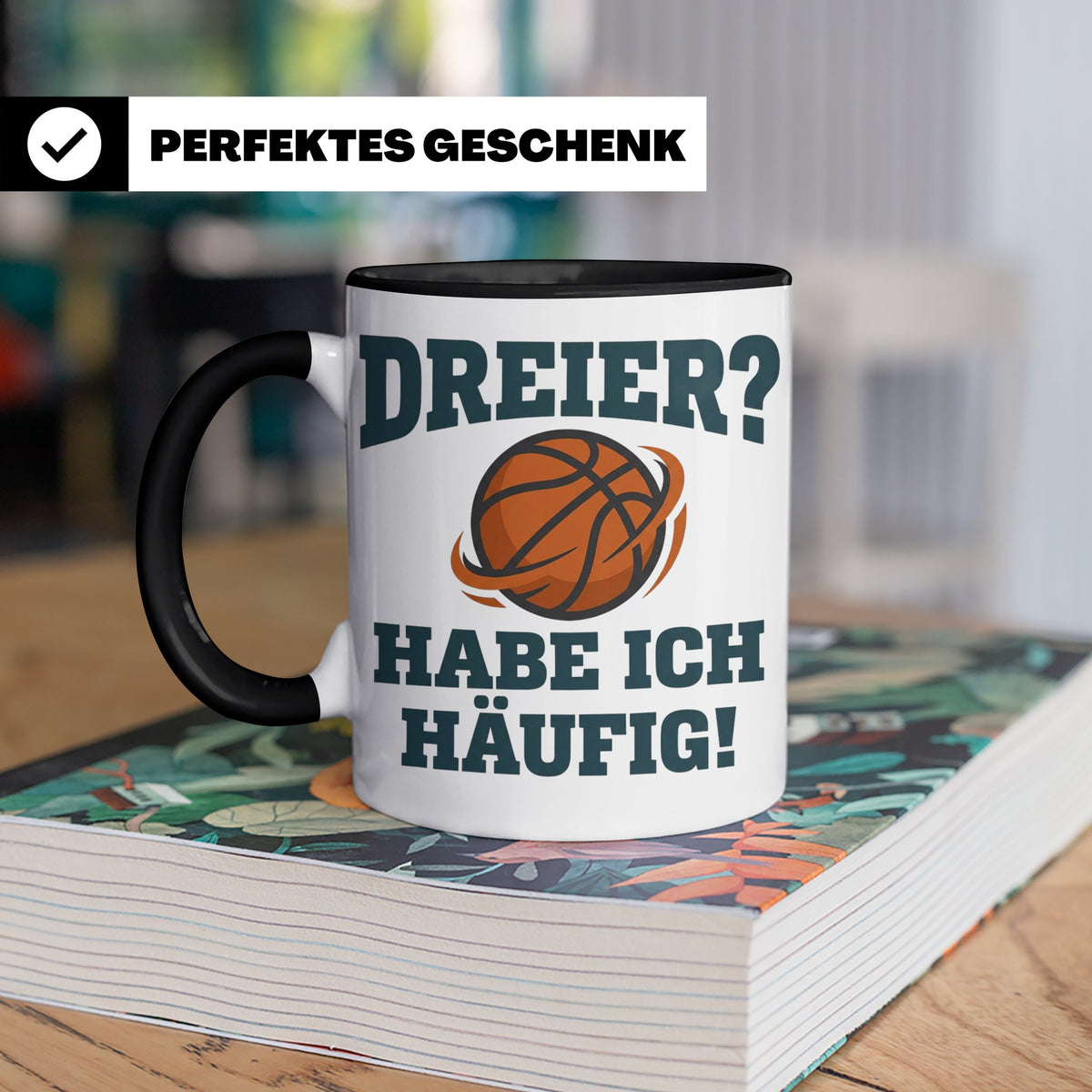 Basketball Tasse Dreier Habe ich häufig, lustiger Spruch für – Schwarz [farbe:schwarz]