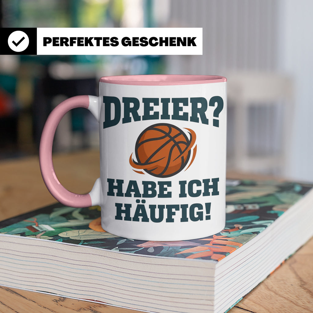 Basketball Tasse Dreier Habe ich häufig, lustiger Spruch für – Rosa [farbe:rosa]