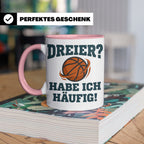 Basketball Tasse Dreier Habe ich häufig, lustiger Spruch für – Rosa [farbe:rosa]