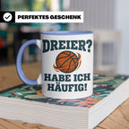 Basketball Tasse Dreier Habe ich häufig, lustiger Spruch für – Blau [farbe:blau]