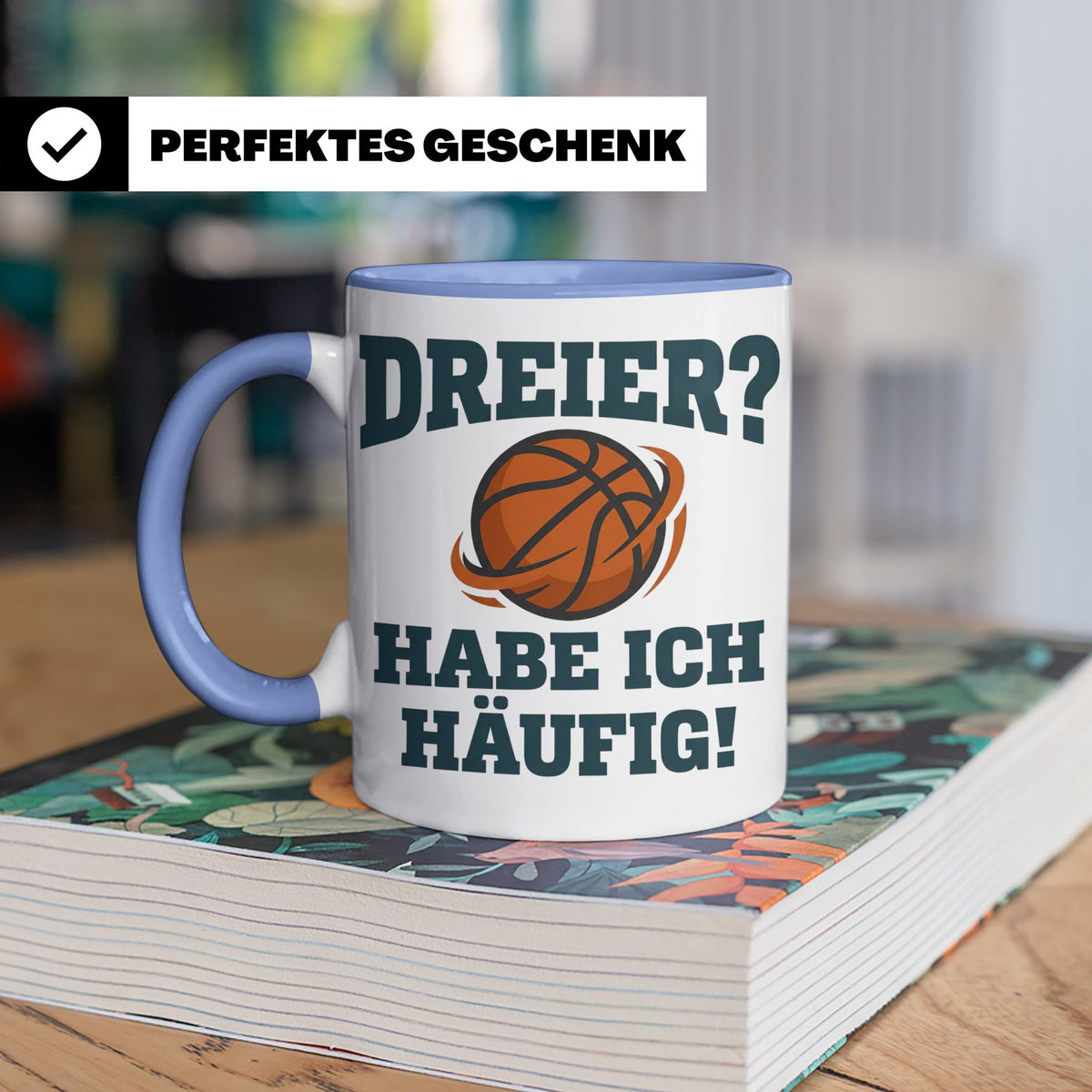 Basketball Tasse Dreier Habe ich häufig, lustiger Spruch für – Blau [farbe:blau]
