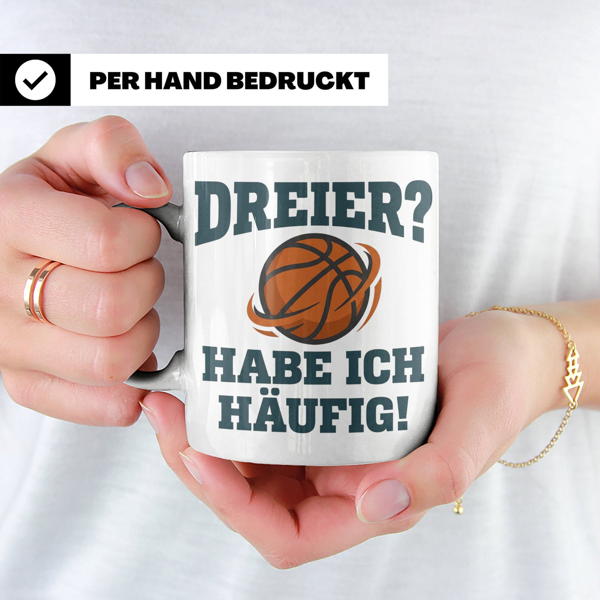 Basketball Tasse Dreier Habe ich häufig, lustiger Spruch für – Weiß [farbe:weiß]