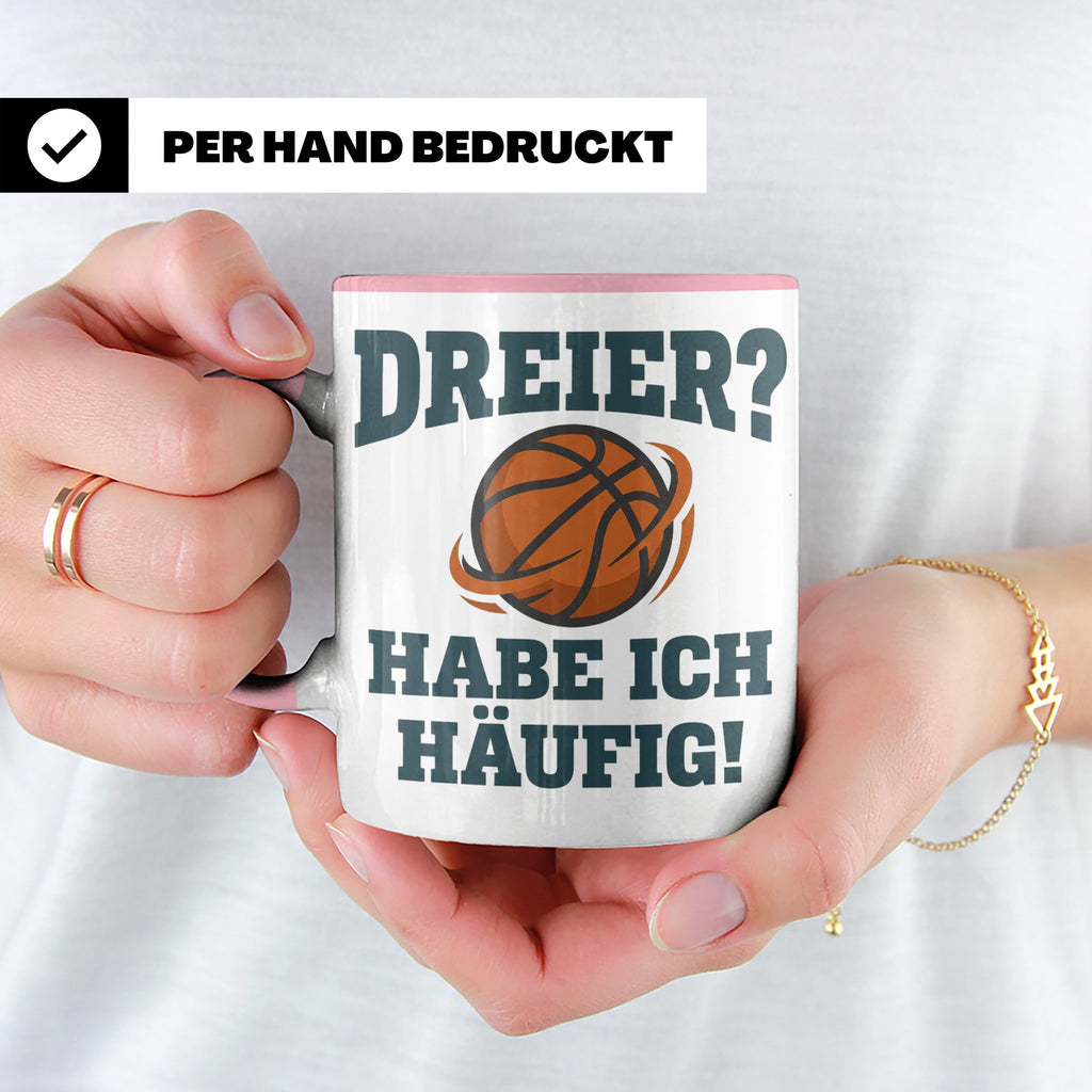 Basketball Tasse Dreier Habe ich häufig, lustiger Spruch für – Rosa [farbe:rosa]