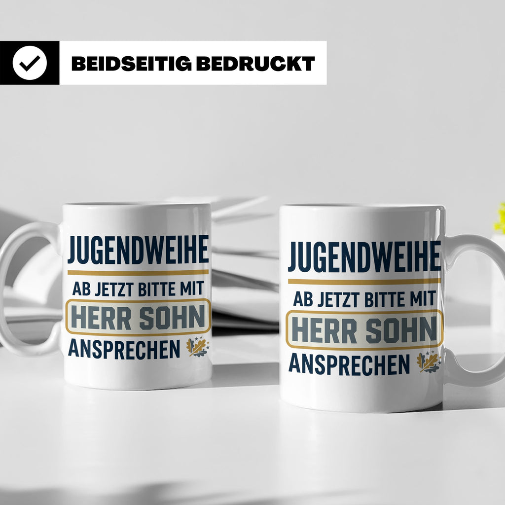 Jugendweihe Tasse für Sohn "Herr Sohn" lustiges Geschenk für – Weiß [farbe:weiß]