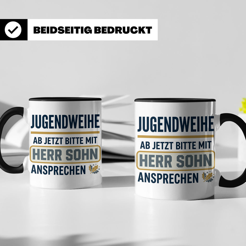 Jugendweihe Tasse für Sohn "Herr Sohn" lustiges Geschenk für – Schwarz [farbe:schwarz]