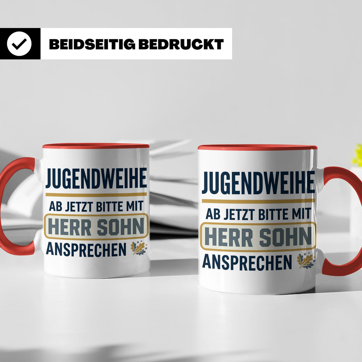 Jugendweihe Tasse für Sohn "Herr Sohn" lustiges Geschenk für – Rot [farbe:rot]