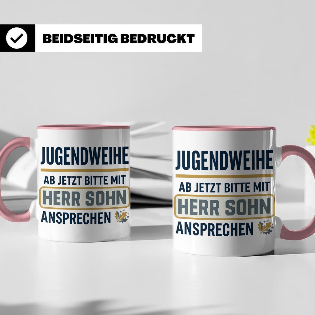 Jugendweihe Tasse für Sohn "Herr Sohn" lustiges Geschenk für – Rosa [farbe:rosa]