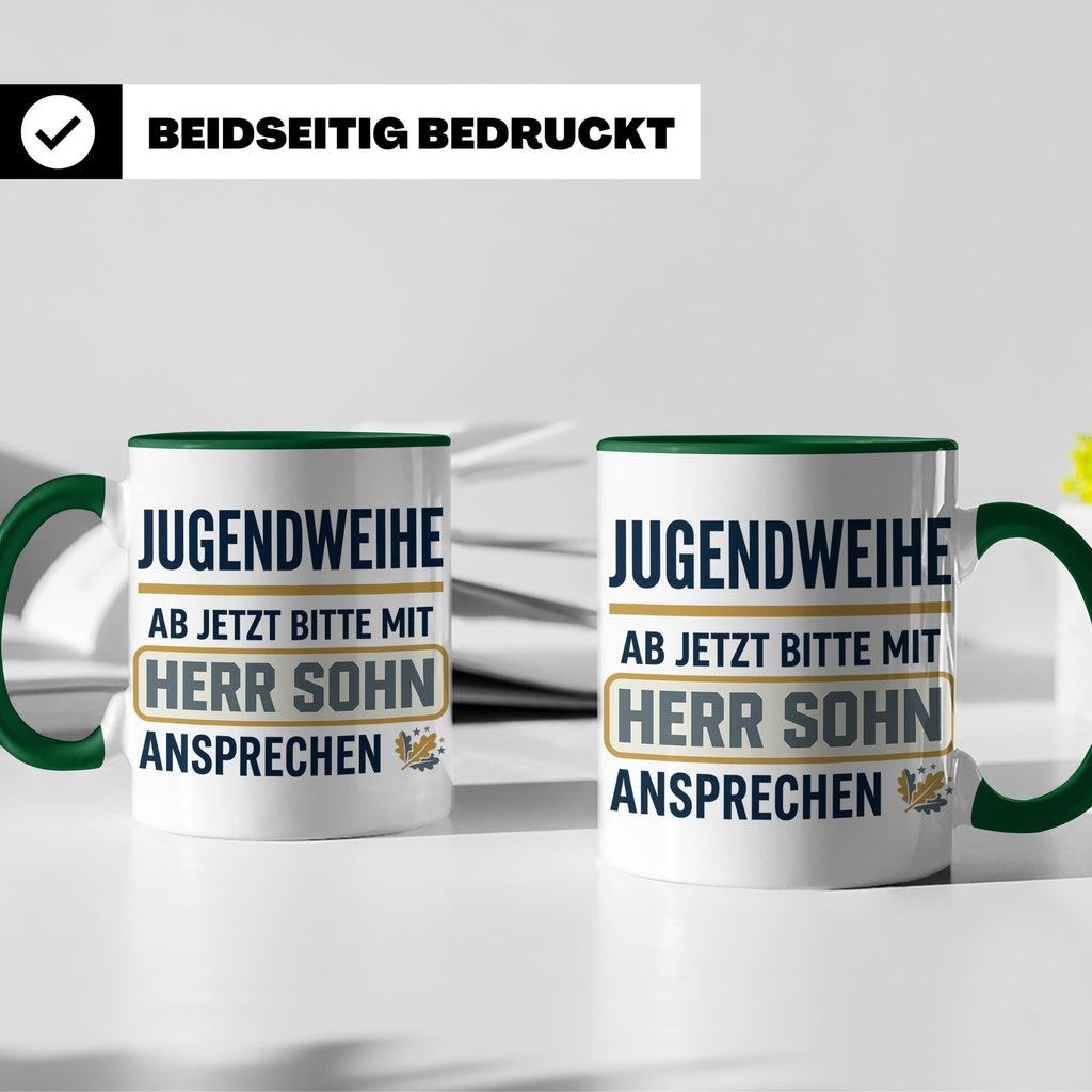 Jugendweihe Tasse für Sohn "Herr Sohn" lustiges Geschenk für – Grün [farbe:grün]