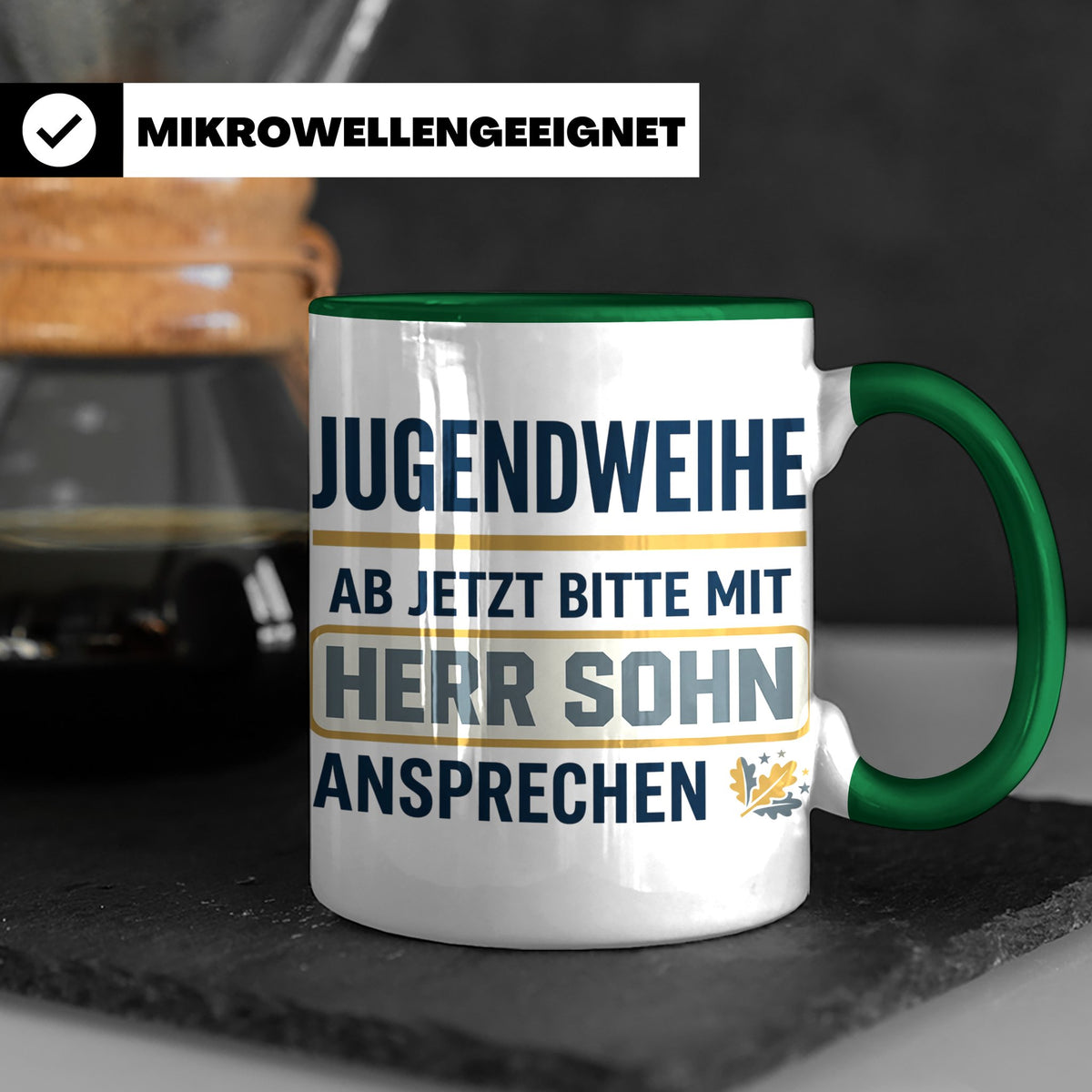 Jugendweihe Tasse für Sohn "Herr Sohn" lustiges Geschenk für – Grün [farbe:grün]