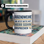 Jugendweihe Tasse für Sohn "Herr Sohn" lustiges Geschenk für – Schwarz [farbe:schwarz]