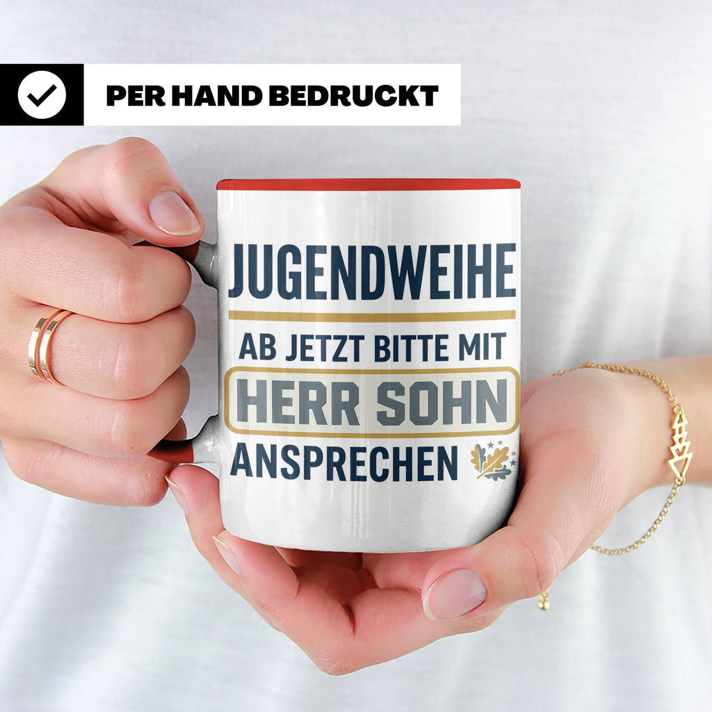 Jugendweihe Tasse für Sohn "Herr Sohn" lustiges Geschenk für – Rot [farbe:rot]
