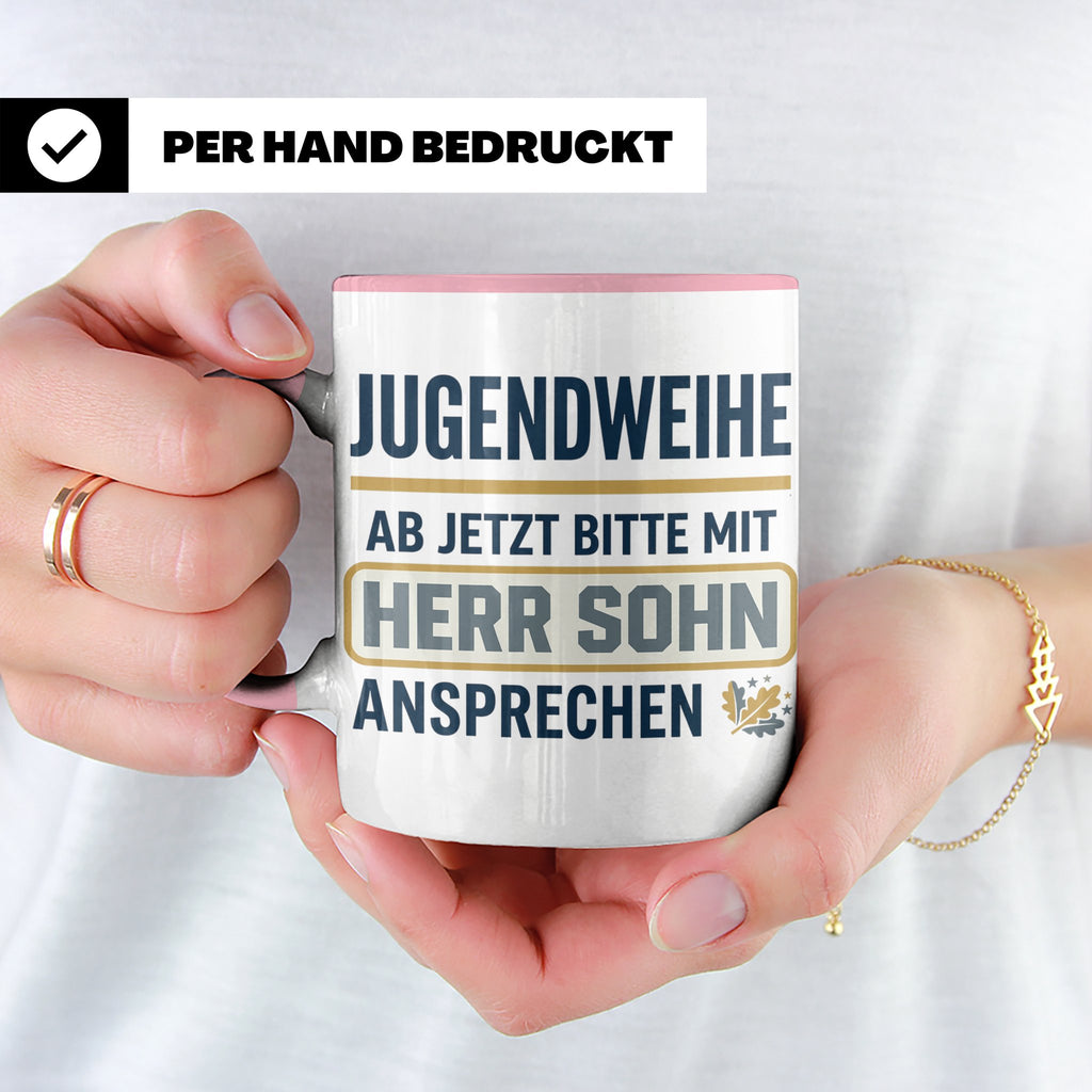 Jugendweihe Tasse für Sohn "Herr Sohn" lustiges Geschenk für – Rosa [farbe:rosa]