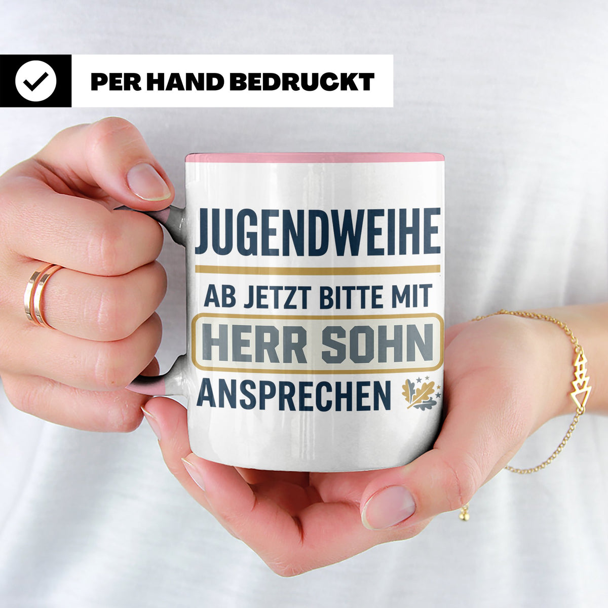 Jugendweihe Tasse für Sohn "Herr Sohn" lustiges Geschenk für – Rosa [farbe:rosa]