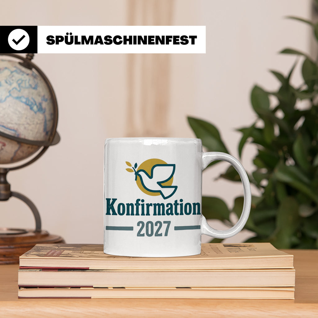 Konfirmation 2027 Tasse mit Taube, Geschenk für Konfirmand & – Weiß [farbe:weiß]