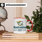 Konfirmation 2027 Tasse mit Taube, Geschenk für Konfirmand & – Rot [farbe:rot]