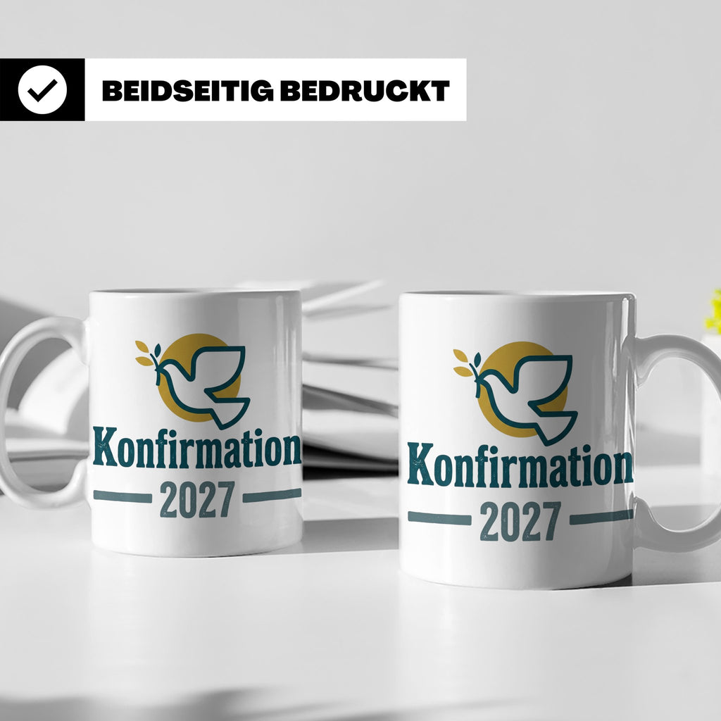 Konfirmation 2027 Tasse mit Taube, Geschenk für Konfirmand & – Weiß [farbe:weiß]