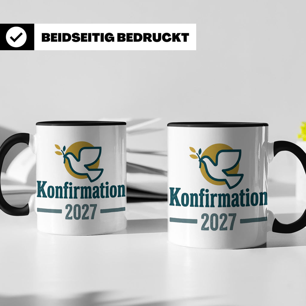Konfirmation 2027 Tasse mit Taube, Geschenk für Konfirmand & – Schwarz [farbe:schwarz]