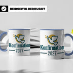 Konfirmation 2027 Tasse mit Taube, Geschenk für Konfirmand & – Blau [farbe:blau]
