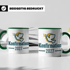Konfirmation 2027 Tasse mit Taube, Geschenk für Konfirmand & – Grün [farbe:grün]