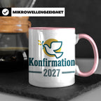 Konfirmation 2027 Tasse mit Taube, Geschenk für Konfirmand & – Rosa [farbe:rosa]