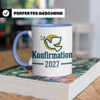 Konfirmation 2027 Tasse mit Taube, Geschenk für Konfirmand & – Blau [farbe:blau]