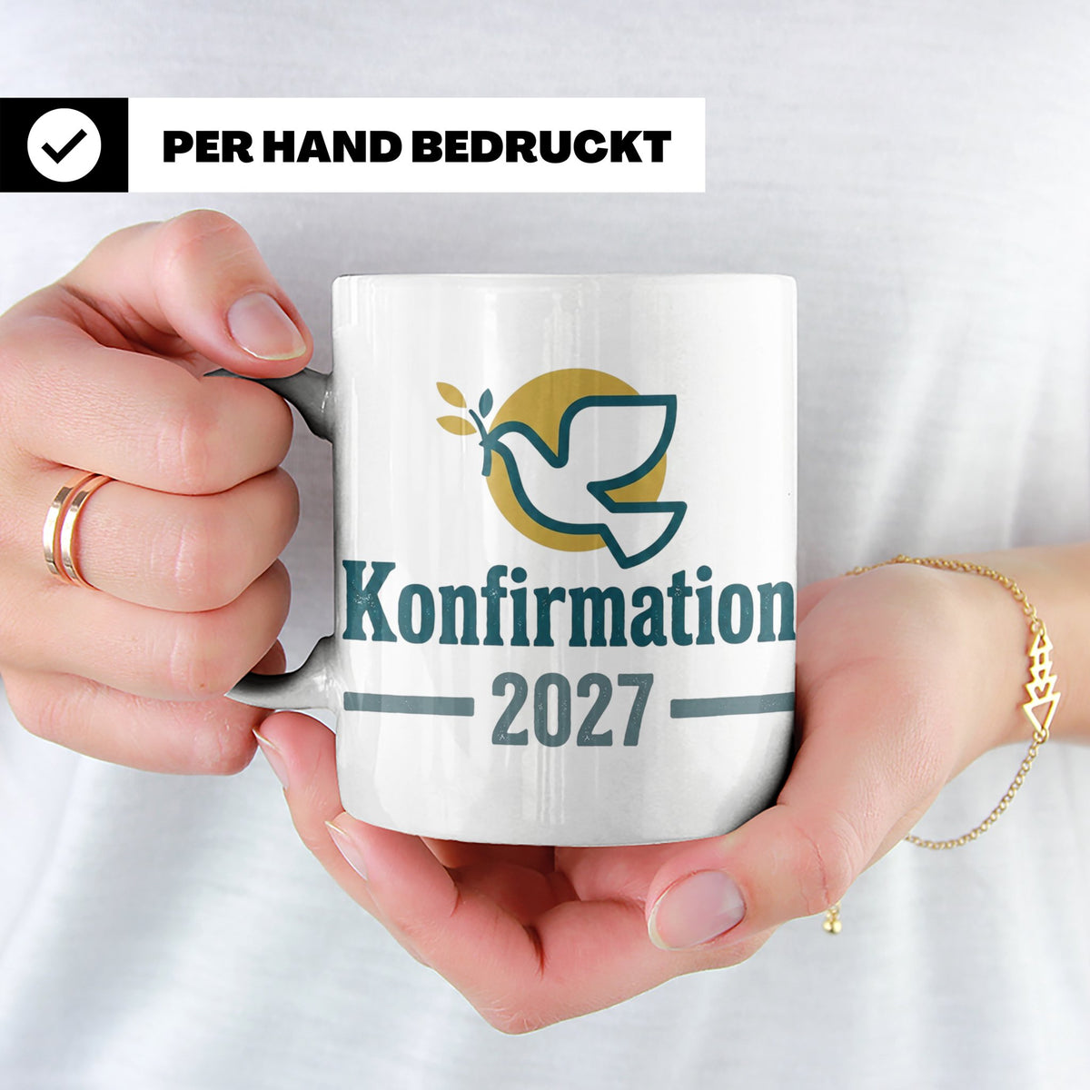 Konfirmation 2027 Tasse mit Taube, Geschenk für Konfirmand & – Weiß [farbe:weiß]