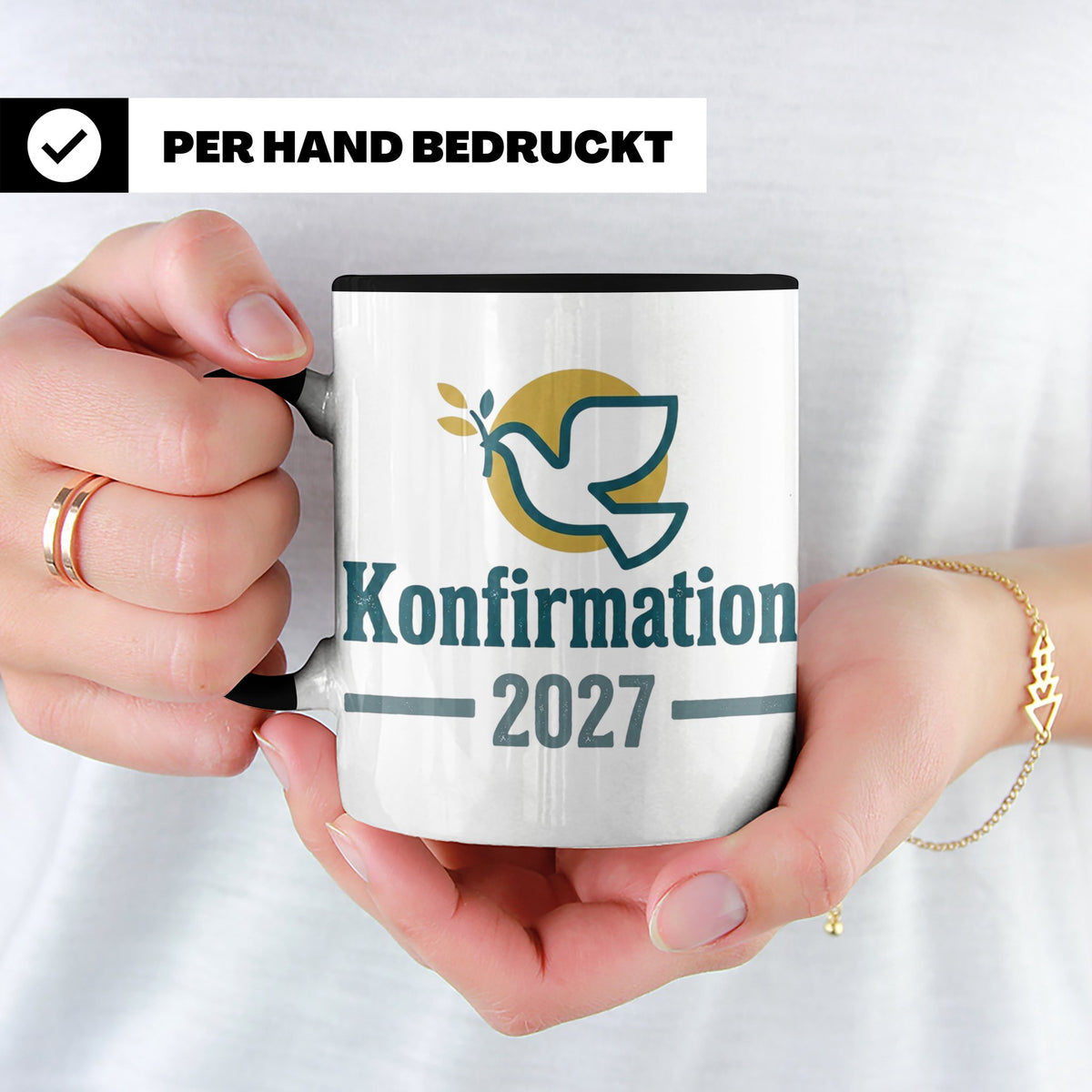 Konfirmation 2027 Tasse mit Taube, Geschenk für Konfirmand & – Schwarz [farbe:schwarz]