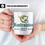 Konfirmation 2027 Tasse mit Taube, Geschenk für Konfirmand & – Rosa [farbe:rosa]