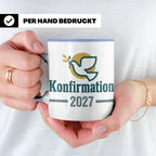 Konfirmation 2027 Tasse mit Taube, Geschenk für Konfirmand & – Blau [farbe:blau]