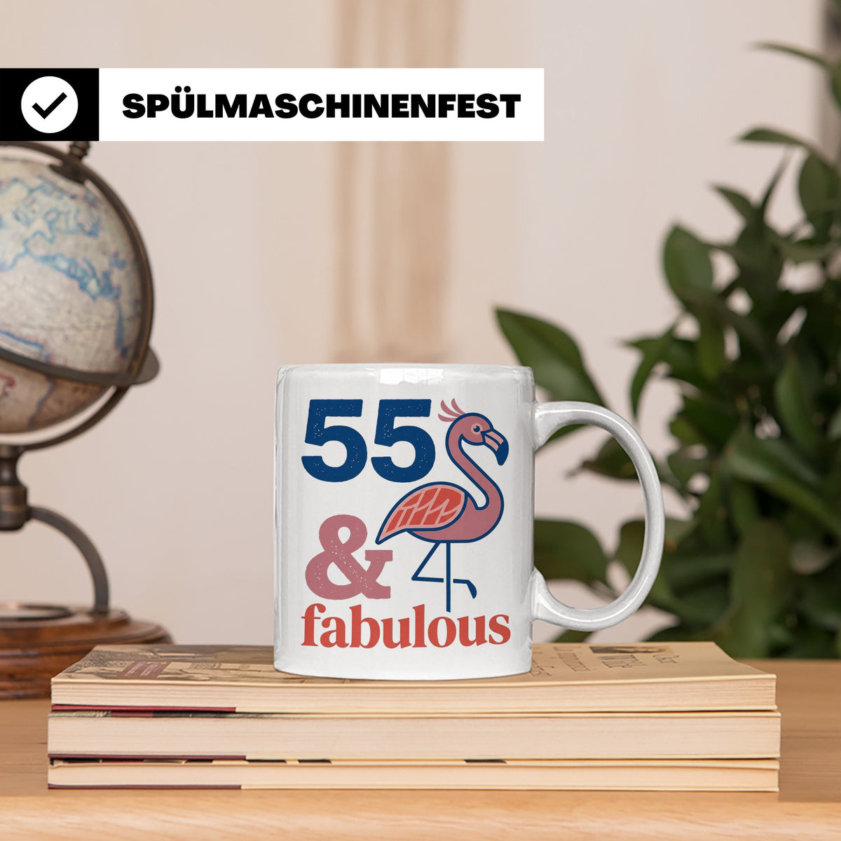 55. Geburtstag Tasse Flamingo, 55 & Fabulous Geschenk für Fr – Weiß [farbe:weiß]