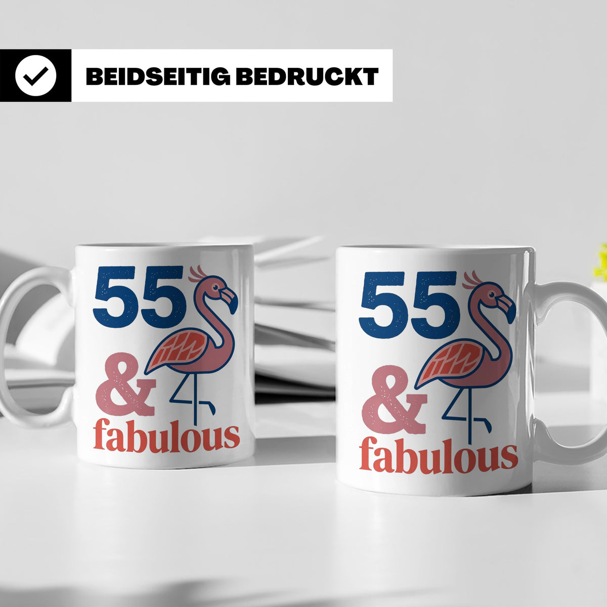 55. Geburtstag Tasse Flamingo, 55 & Fabulous Geschenk für Fr – Weiß [farbe:weiß]