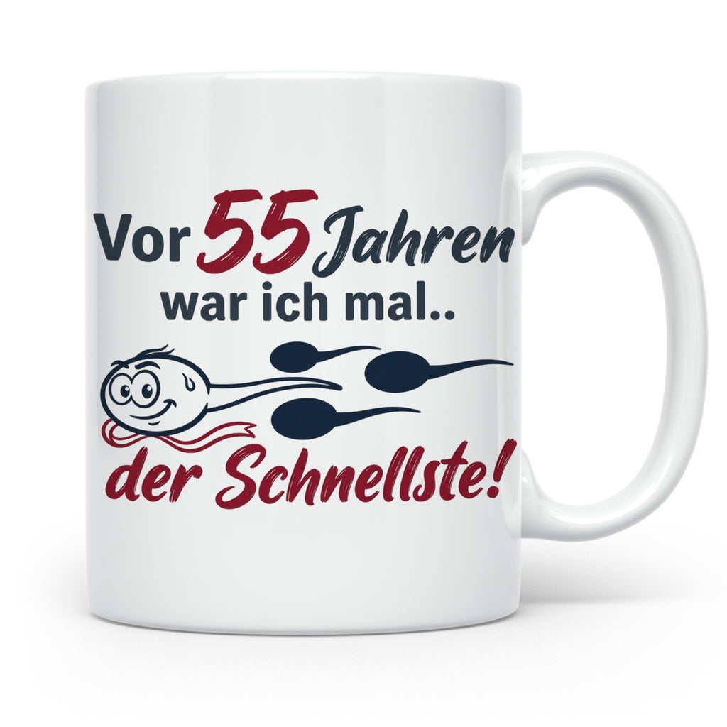 Tasse 55. Geburtstag Mann Geschenk lustig, Spruch "Vor 55 Ja – Weiß [farbe:weiß]