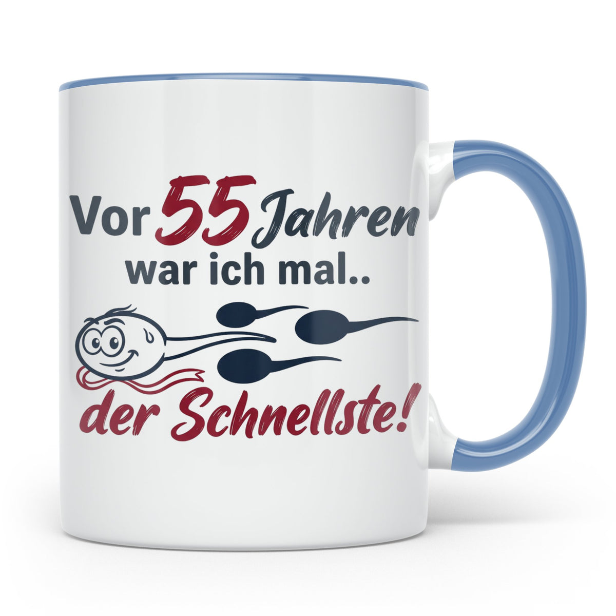 Tasse 55. Geburtstag Mann Geschenk lustig, Spruch "Vor 55 Ja – Blau [farbe:blau]
