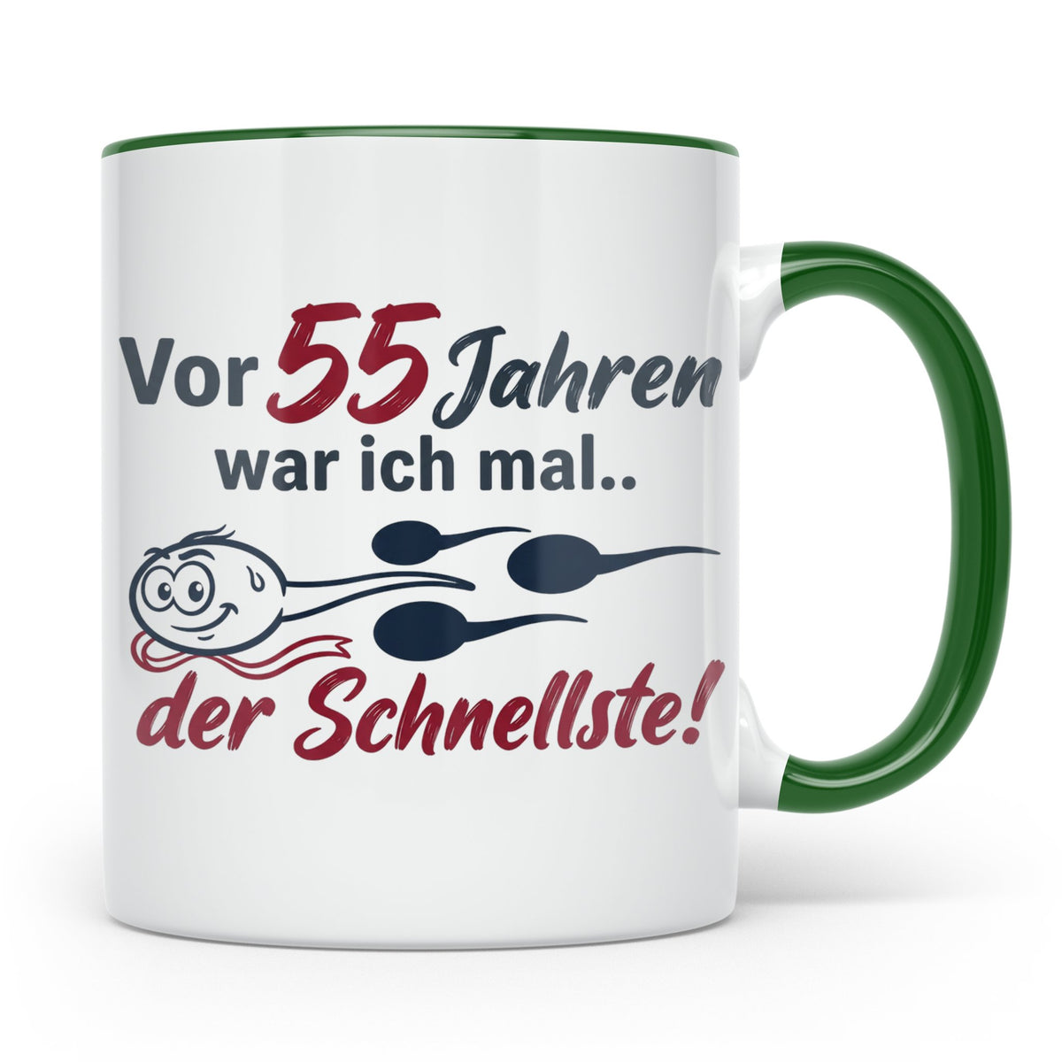 Tasse 55. Geburtstag Mann Geschenk lustig, Spruch "Vor 55 Ja – Grün [farbe:grün]