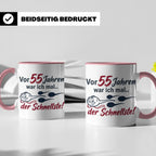 Tasse 55. Geburtstag Mann Geschenk lustig, Spruch "Vor 55 Ja – Rosa [farbe:rosa]